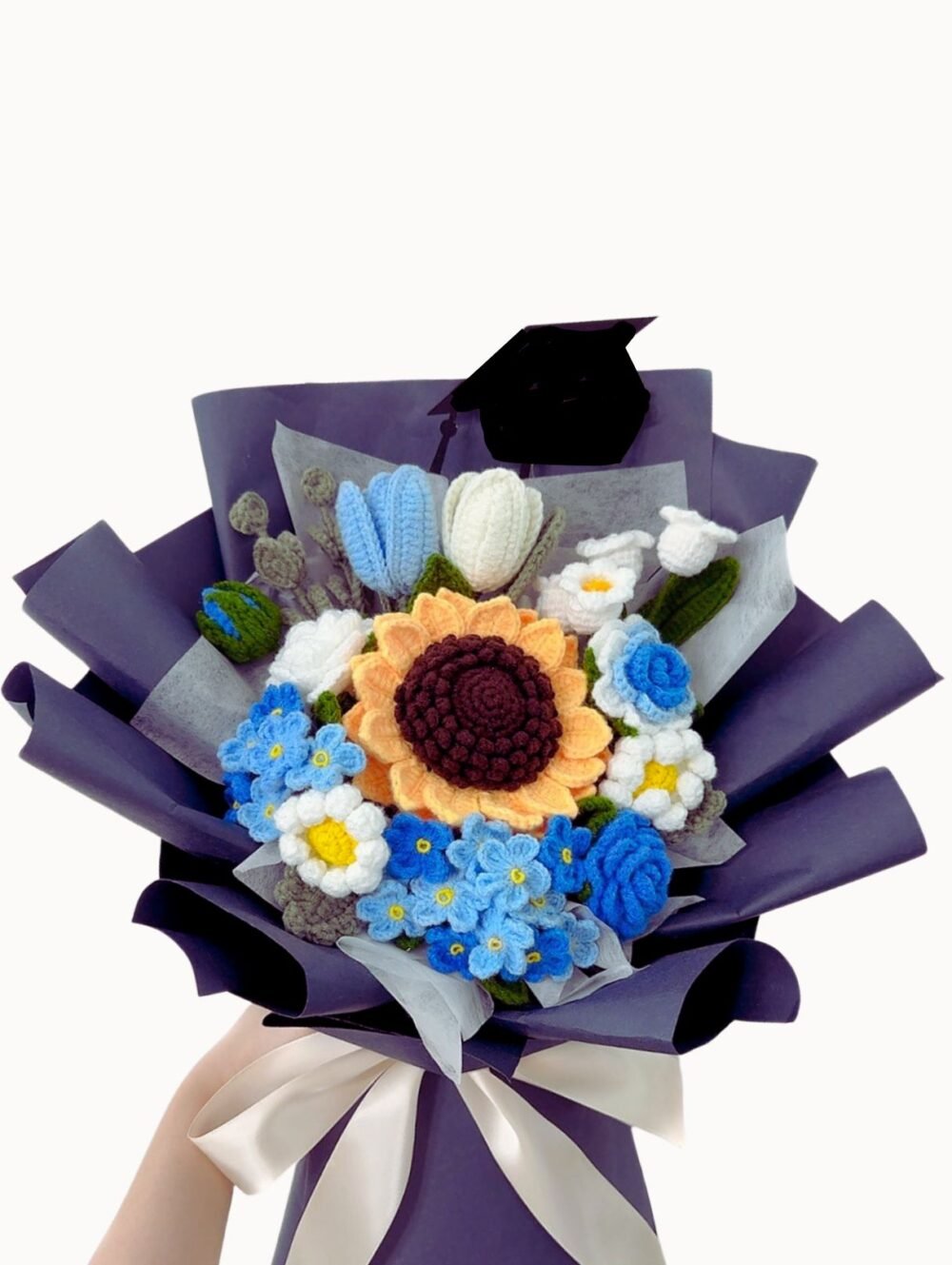 sea blue and sunflower bouquet