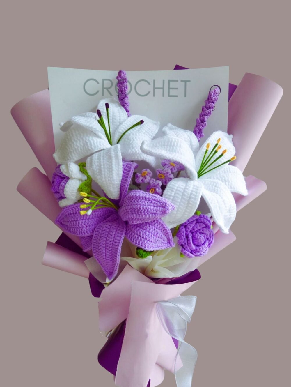 Lily Lavender Crochet flower bouquet