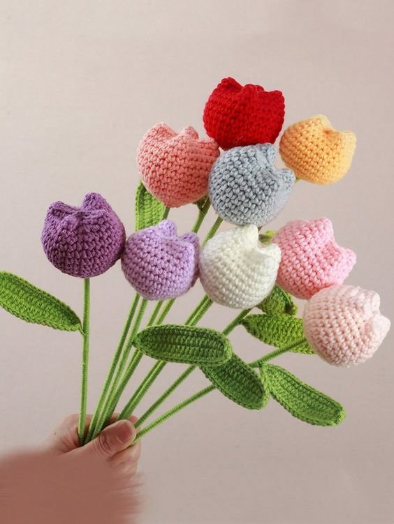 Crochet Stuffed Tulip Flower